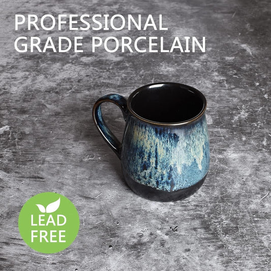 Large Ceramic Coffee Mug, Blue Big Tea Cup for Office and Home, 21 Oz, Dishwa...