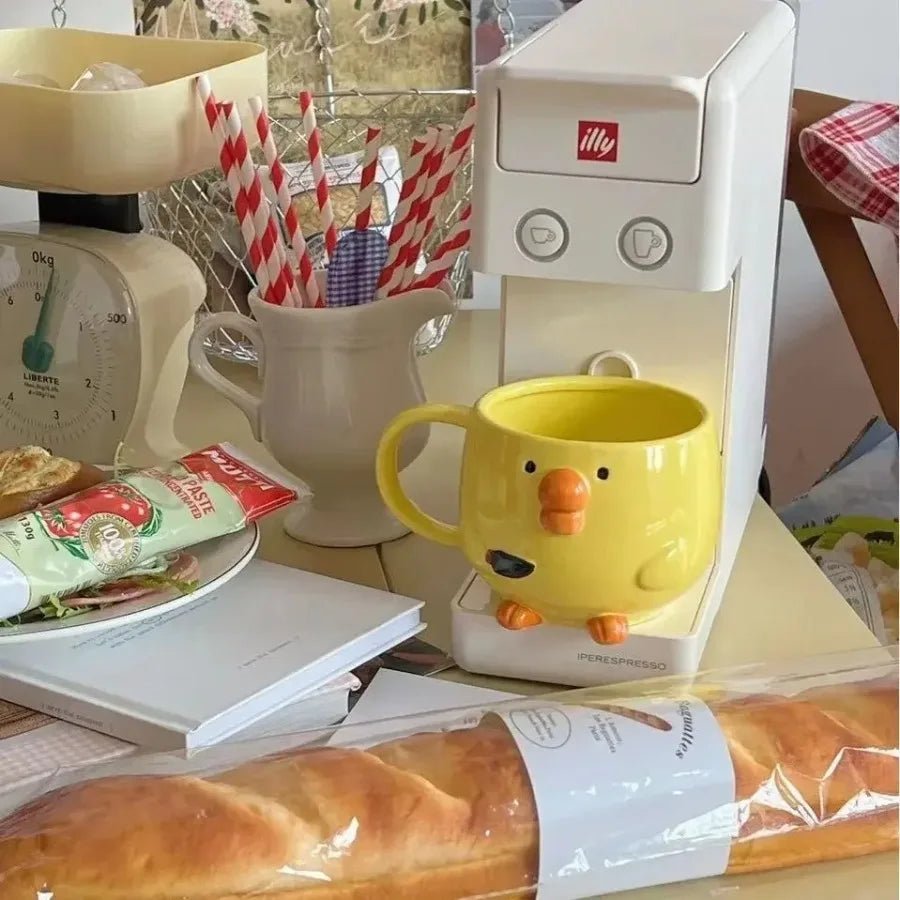 Creative Cute Mug Breakfast Juice Cup Household Milk Cup Cartoon Coffee Cup Dudu Mouth Chicken Ceramic Mug Birthday Gift