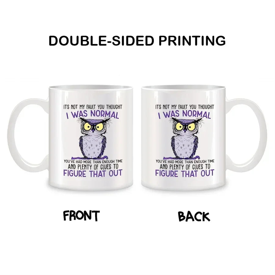 Mug It's Not My Fault You Thought I Was Normal Owl Mugs For Her Mom Birthday Gifts Novelty Coffee Ceramic Tea Cups White 11 oz