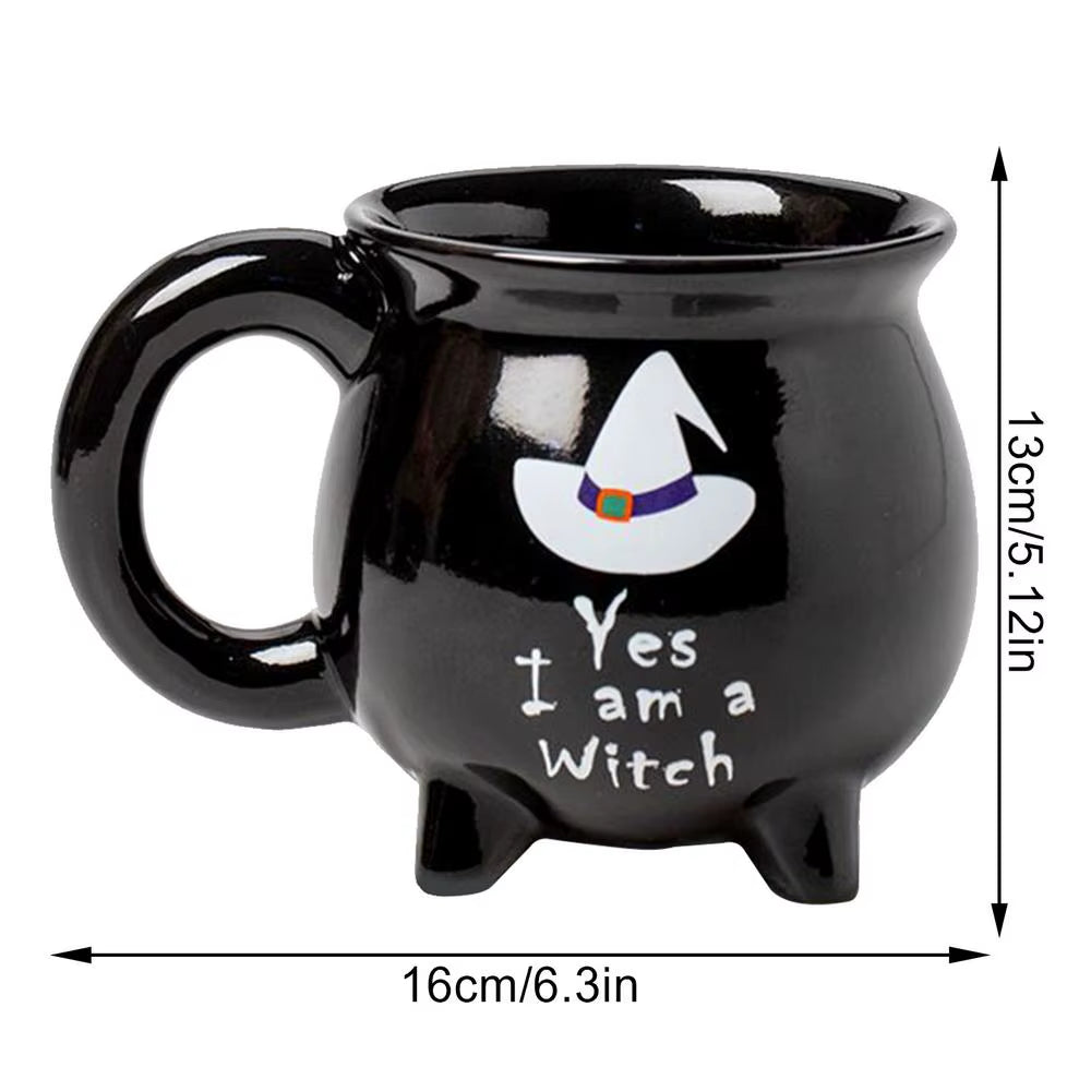 Halloween Witch Cauldron Ceramic Mug Spooky Brew Beverage Cup for Hot/Cold Drinks, Holiday Drinkware for Adults Kitchen & Office