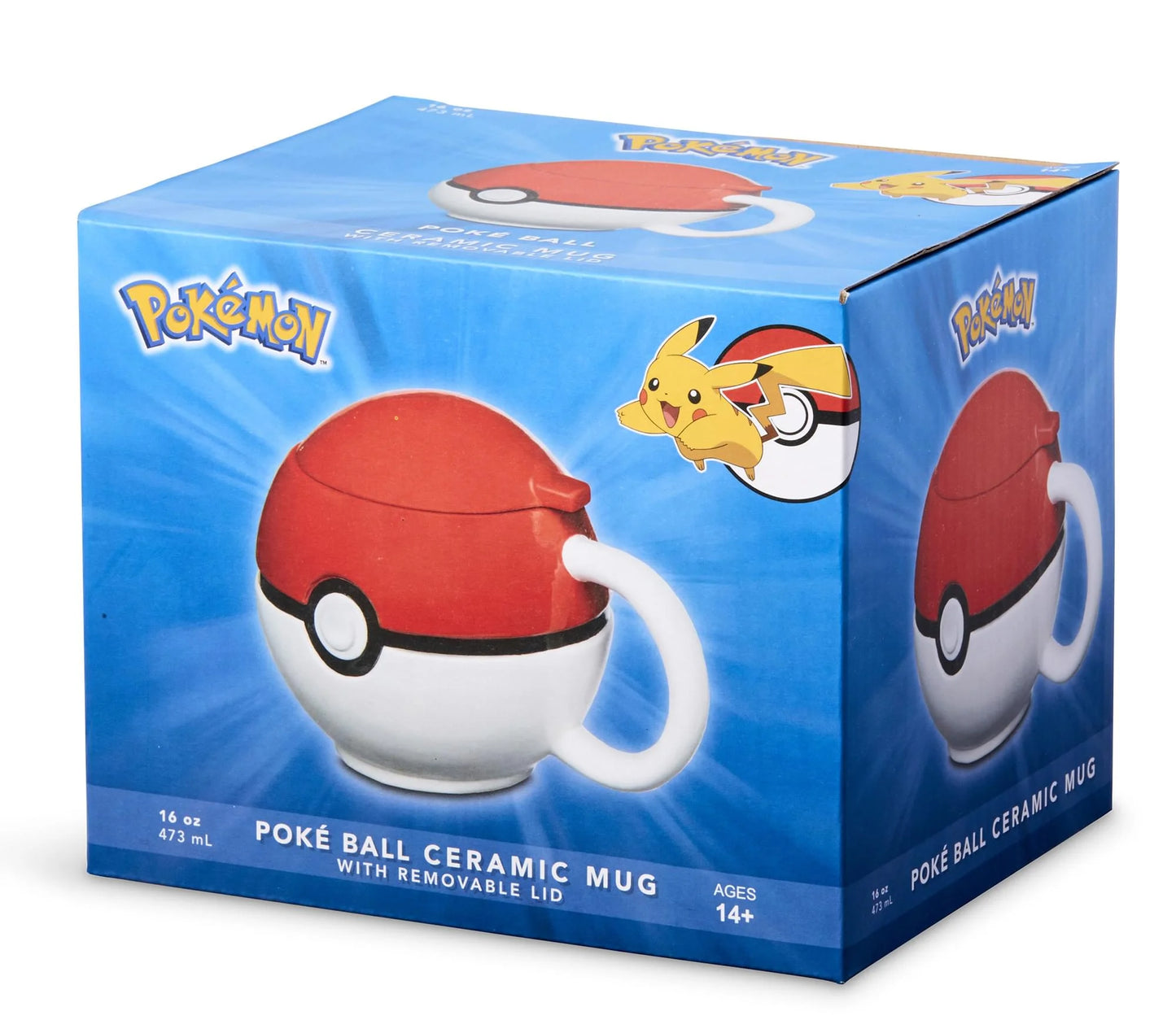 Pokemon Pokeball Ceramic Coffee Mug with Lid