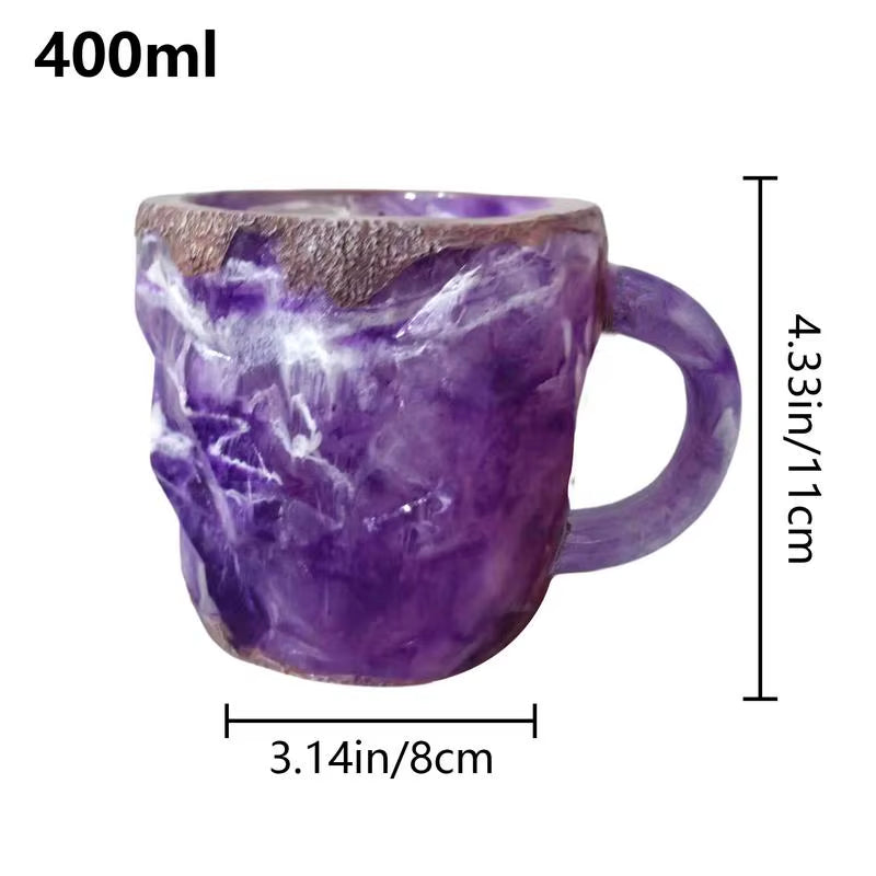 Natural Crystal Amethyst Rose Quartz White Crystal Cup Hand Curved Geode Crystal Tea Coffe Milk Mug Collection Craft Mugs