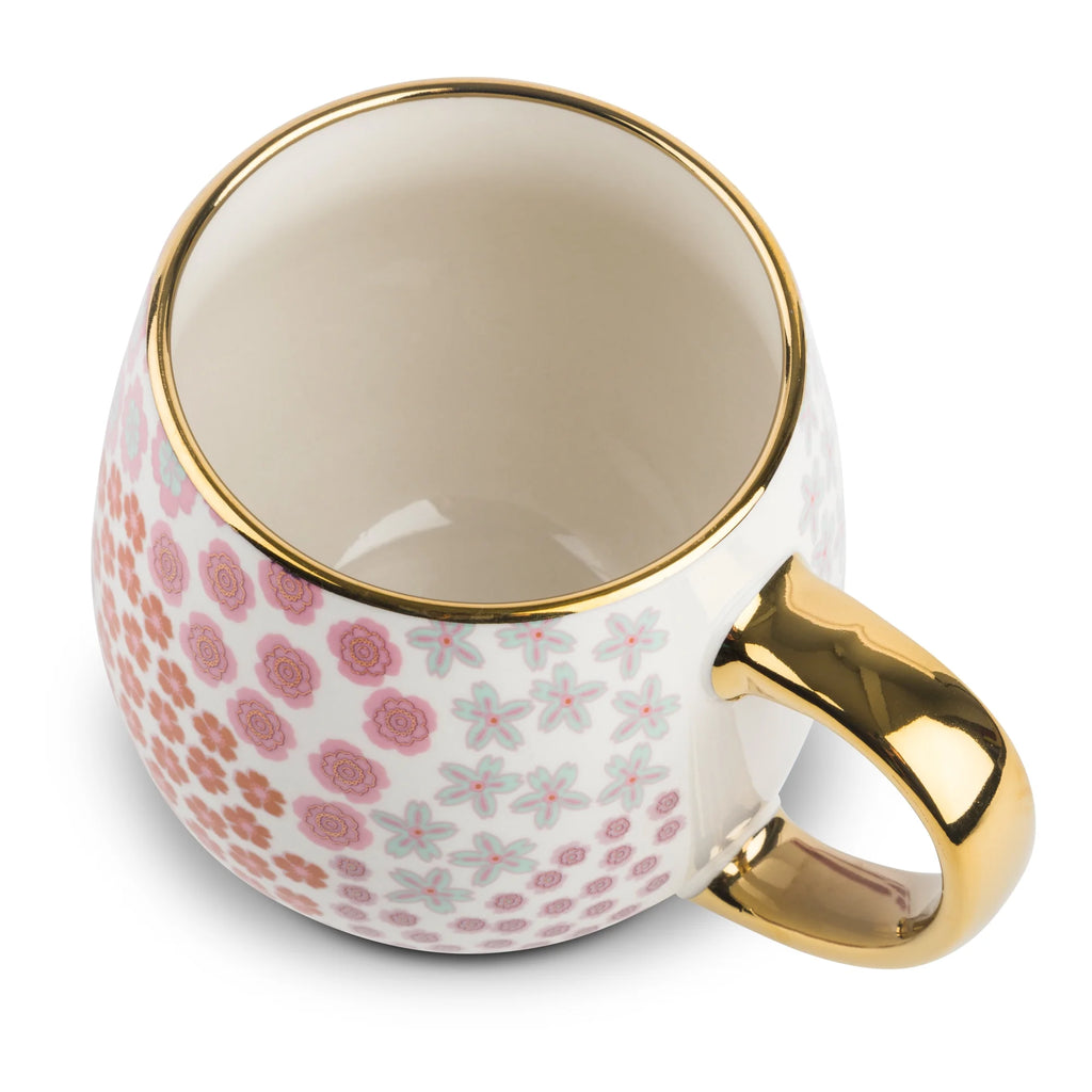 Stoneware Gold Floral 16Oz Coffee Mug