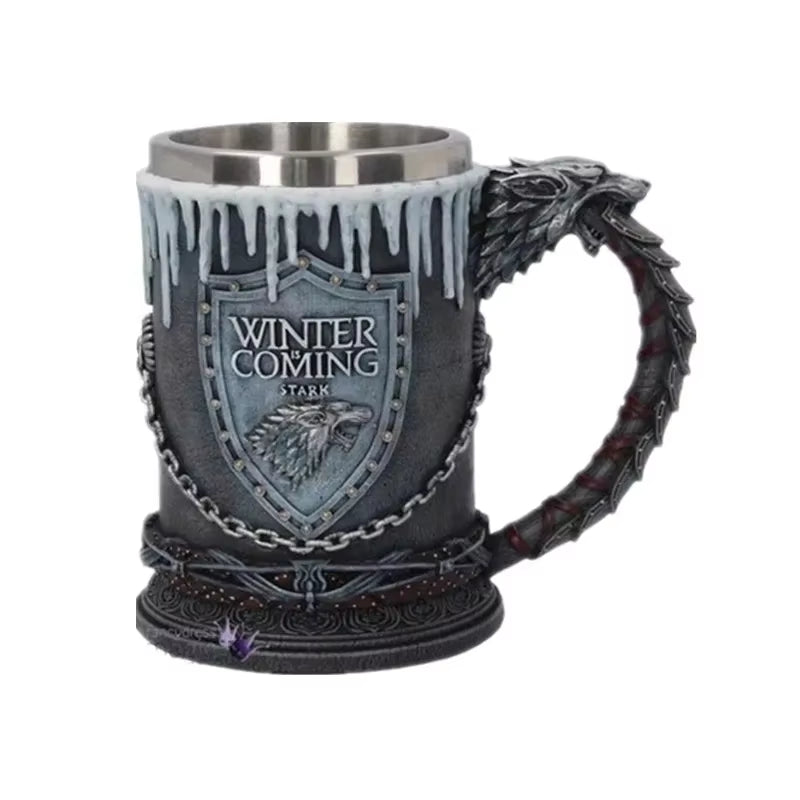 Viking Mug Vintage Coffee Cup Stainless Steel Resin Beer a Song of Ice and Fire Wine Set 3D Gothic Goblet Whiskey Glass