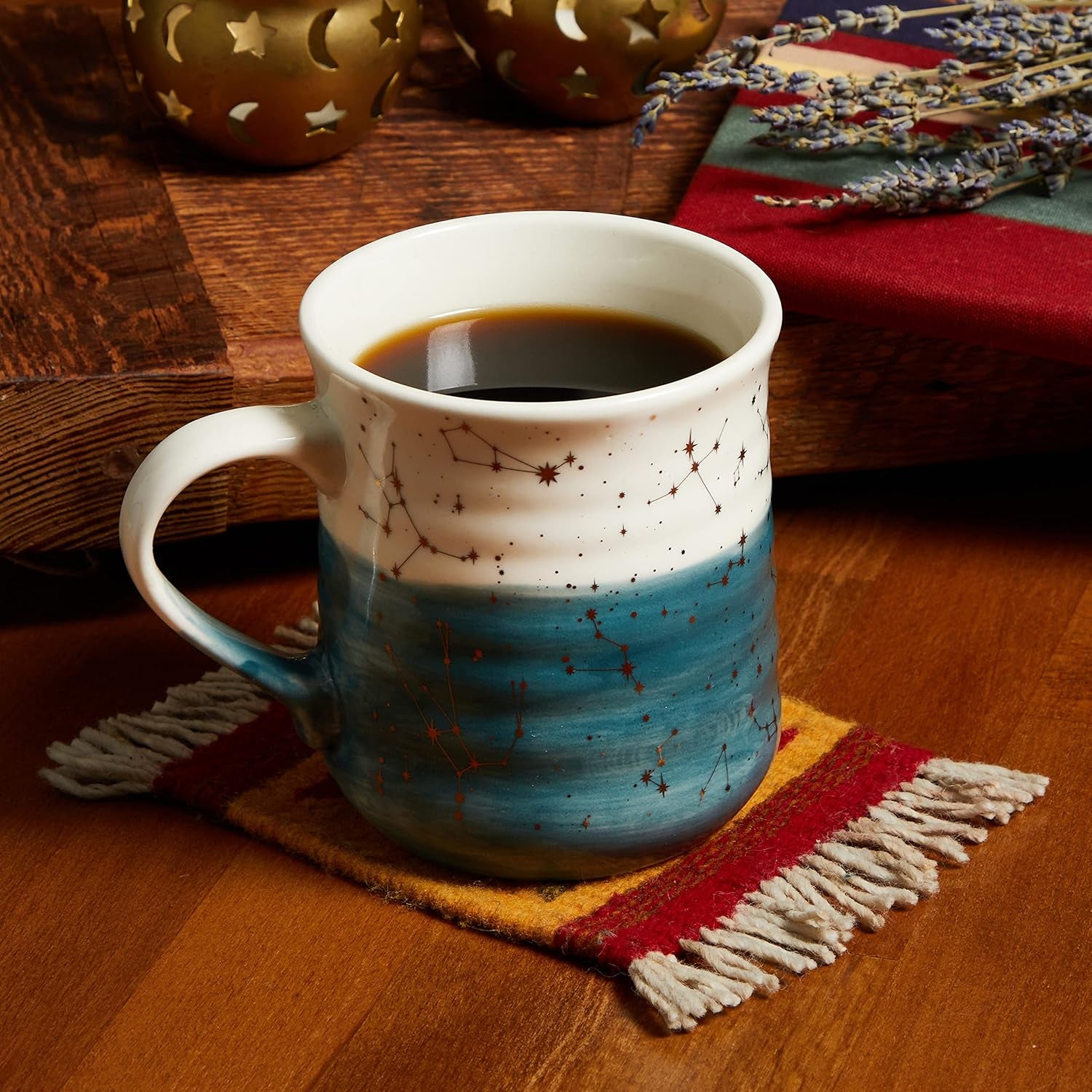 Set of 2 Stoneware Coffee Mugs- Astrology Sign, Constellation Coffee Cups, Mugs for Tea, Latte, and Hot Chocolate, 16 Oz (Light Green)