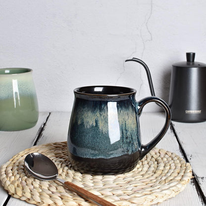 Large Ceramic Coffee Mug, Blue Big Tea Cup for Office and Home, 21 Oz, Dishwa...