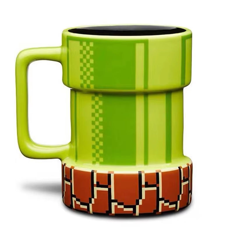 NEW 420Ml Super Mario Apertures Shape Ceramic Mug Cartoon Coffee Mug Beer Drinkware Cups Birthday Xmas Gift for Friends or Kids