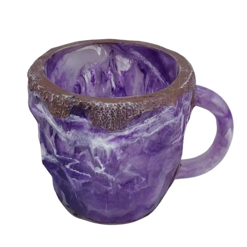 Natural Crystal Amethyst Rose Quartz White Crystal Cup Hand Curved Geode Crystal Tea Coffe Milk Mug Collection Craft Mugs