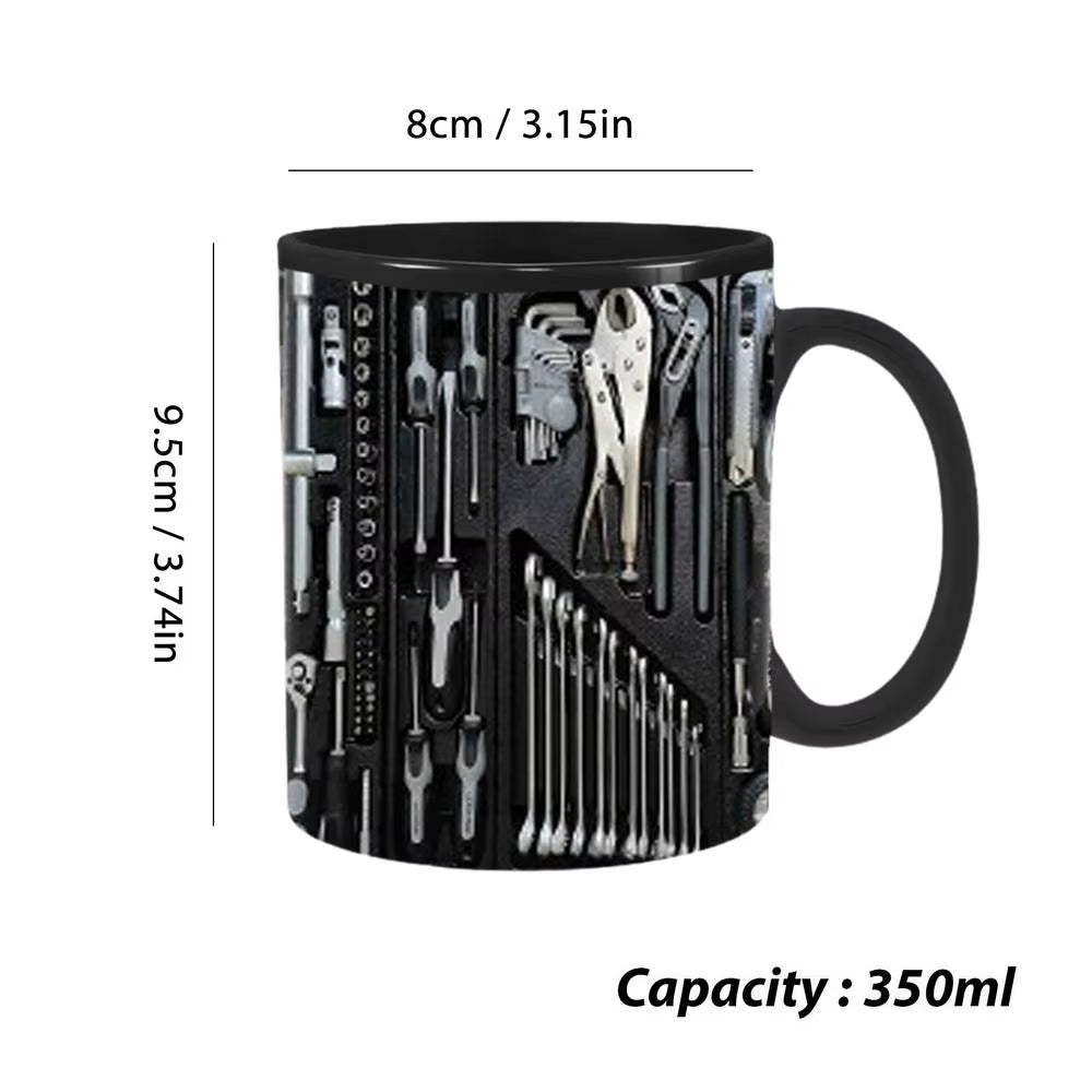 Mechanic Toolbox Set Mug Tea Cup Coffee Cup for Mechanics Mechanic Toolbox Pattern Funny Birthday Gifts Creative Ceramic Mug