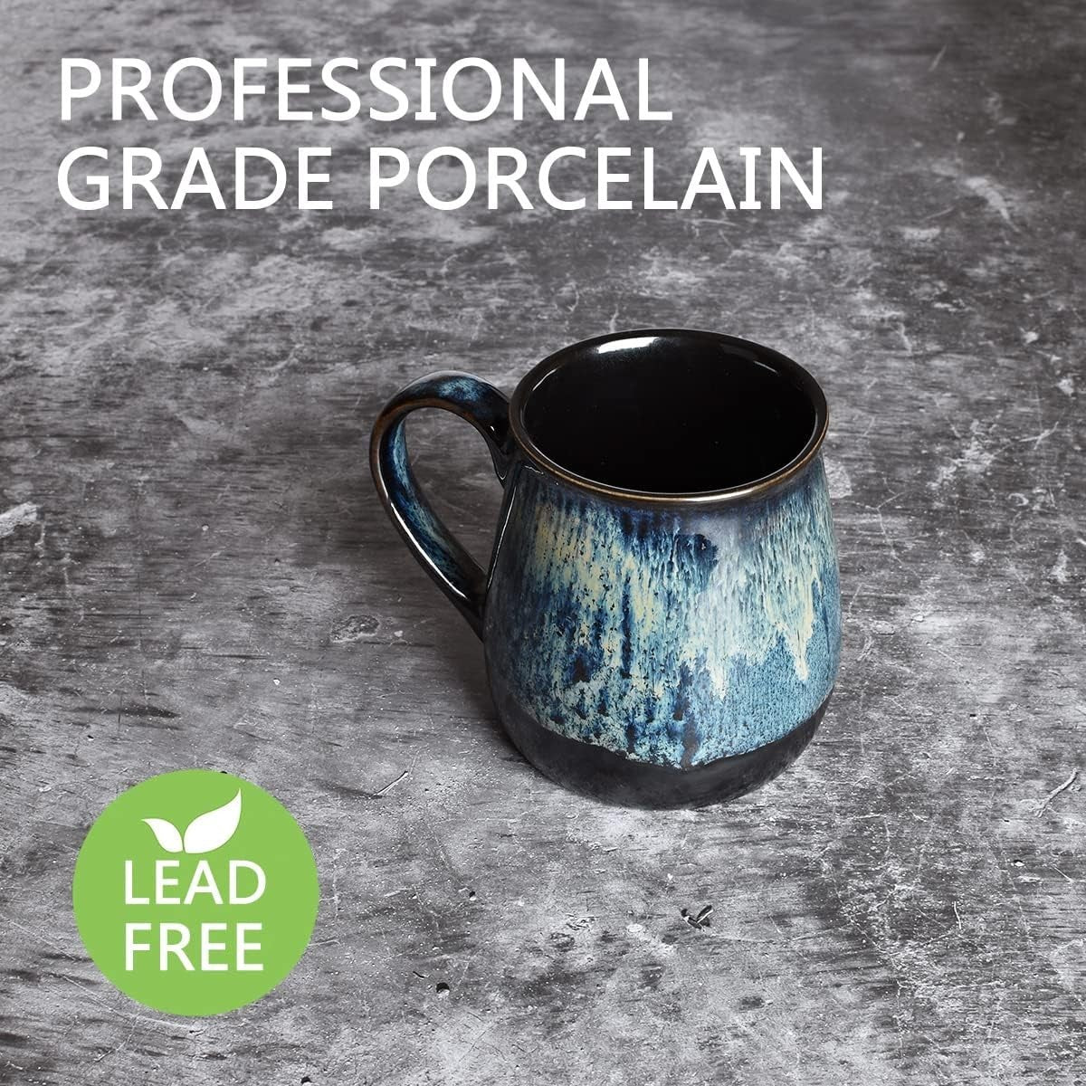 Large Ceramic Coffee Mug, Blue Big Tea Cup for Office and Home, 21 Oz, Dishwa...