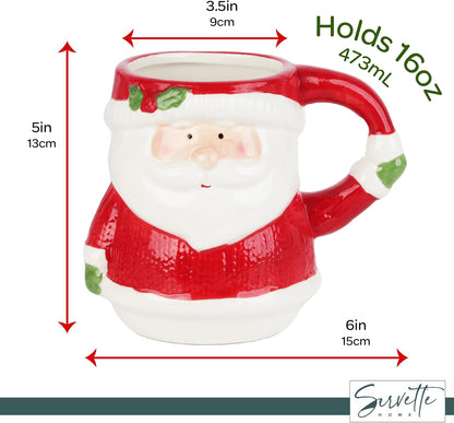Christmas Holiday Winter Mugs 16Oz - Winter Santa Claus Mug