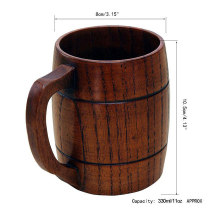 Wood Mug Wooden Coffee Beer Mugs Wood Cup Handmade Tea Cup With Handle For Coffee Milk Tea Drinks, Travel Outdoor Camping Use