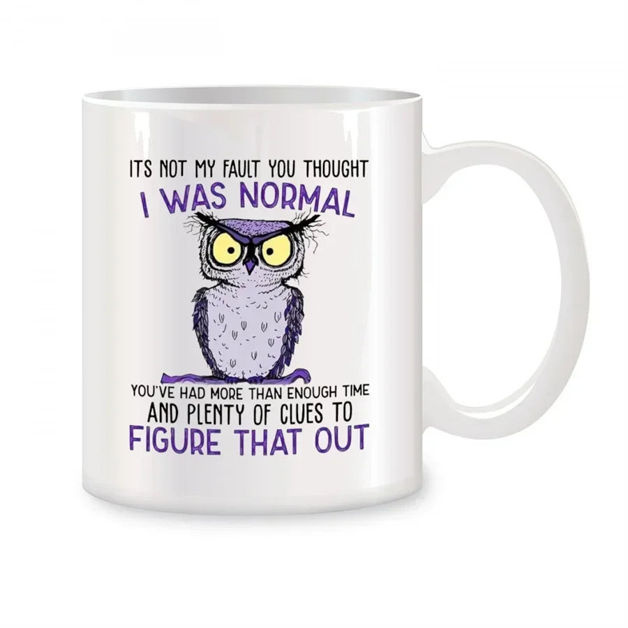 Mug It's Not My Fault You Thought I Was Normal Owl Mugs For Her Mom Birthday Gifts Novelty Coffee Ceramic Tea Cups White 11 oz