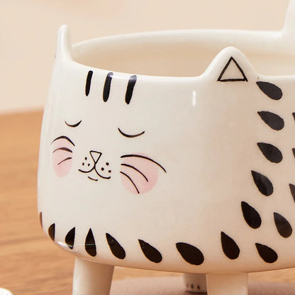 Cat Mug  with 4 legs Cat Coffee Mug for Women Girls Cute Ceramic Meow Mugs