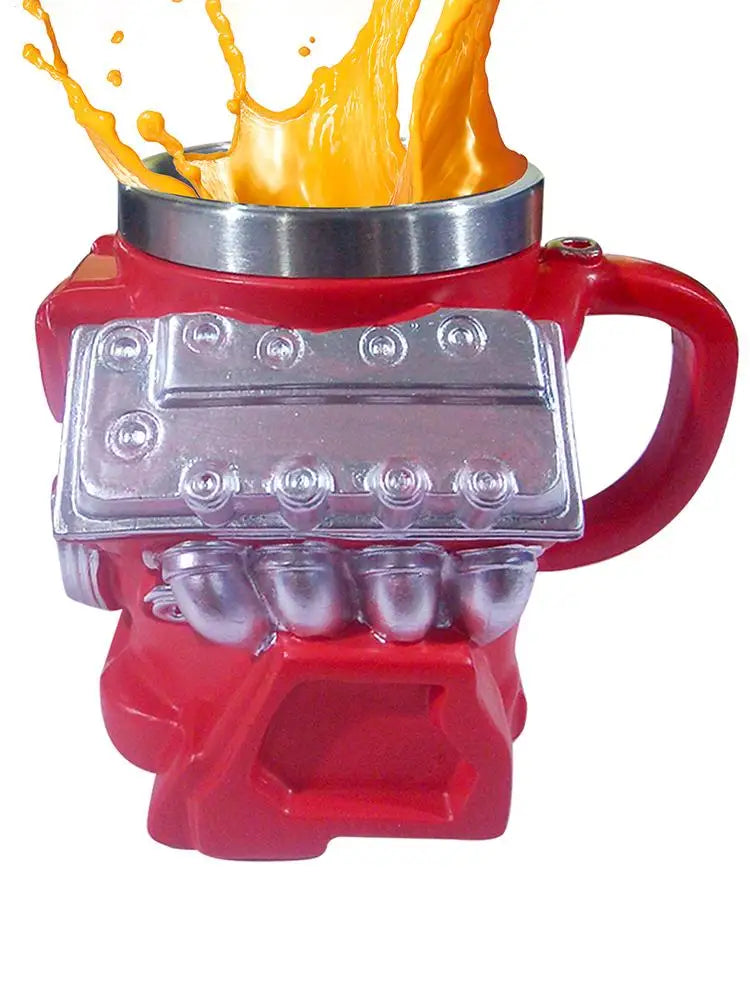 V8 Engine Mug Cup Vintage Mug Milk Cup for Adult Men Car Enthusiasts Lover Mechanics Kitchen Office Travel Coffee Water Birthday