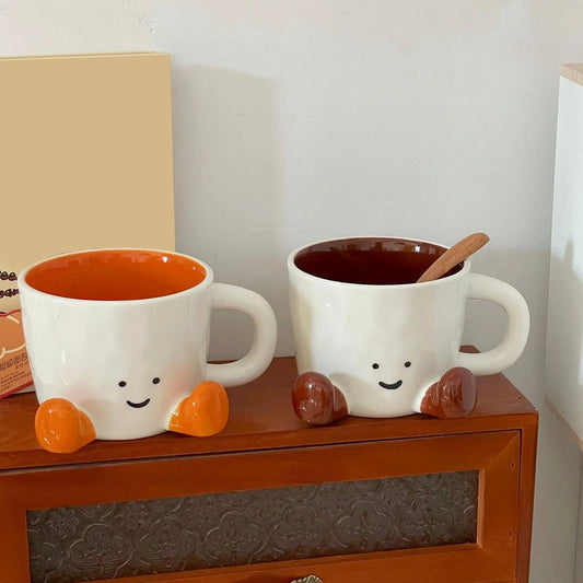Cute Coffee Mug Adorable Home Kitchen Drinkware Ceramic Funny Coffee Cup for Latte Water Milk Hot Cocoa Cold Hot Drinks Beverage