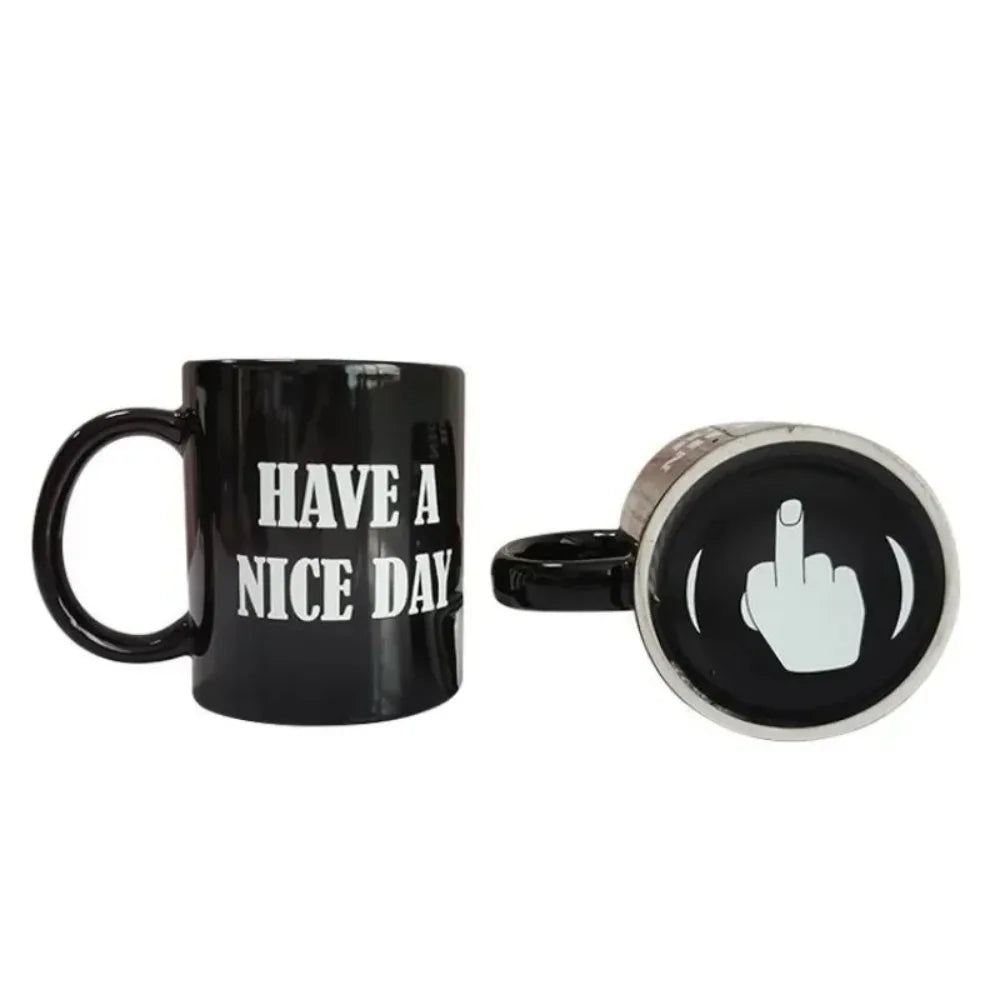 Vertical middle finger creative mug, anime and film products, funny ceramic cup, coffee cup, breakfast cup, gift for friends