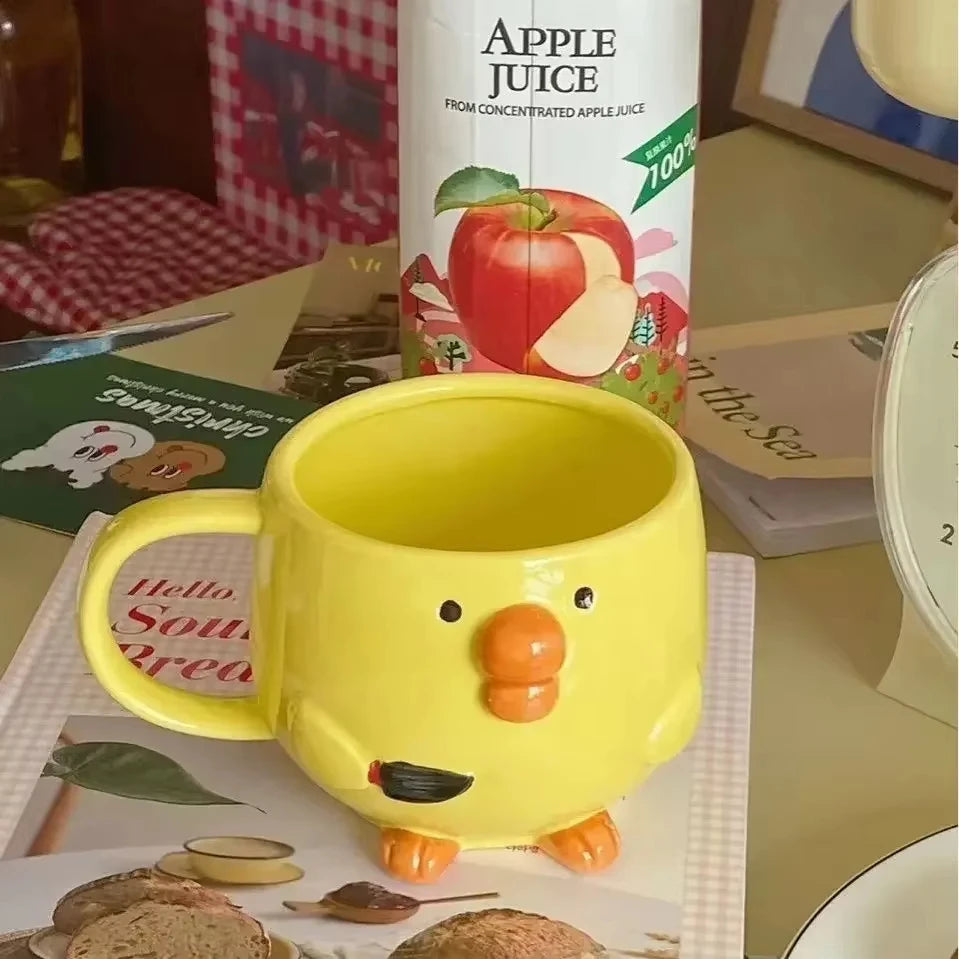 300ML Cute Mug Dudu Mouth Chicken Ceramic Mug Breakfast Juice Cup Household Milk Cup Cartoon Coffee Cup Birthday Gift 4. Cute Po