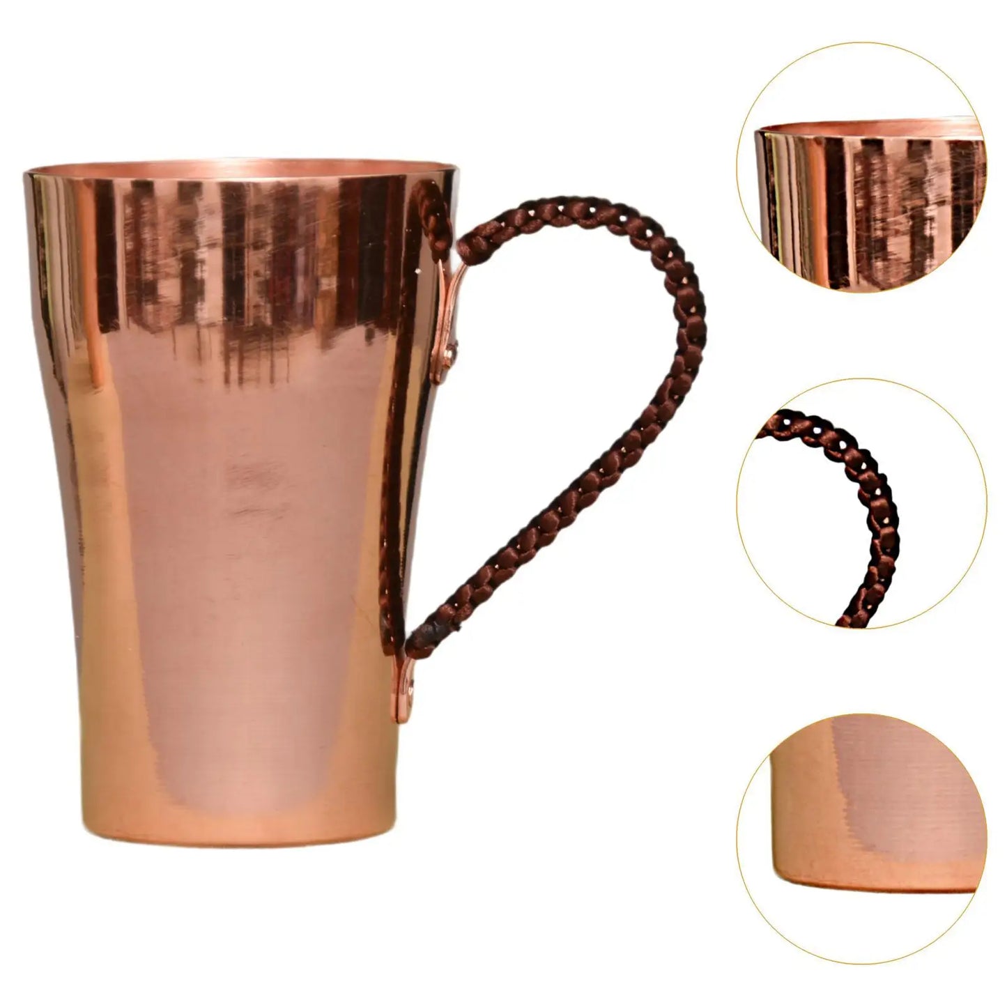 Copper Water Cup 400ml Water Mug Sturdy Portable Teaware Birthday Gifts Moscow Mules Cup for Party Milk Restaurant Cafe Kitchen
