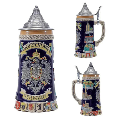 600ml Beer Mugs Big Capacity Germany Geographical Sign Classical  Beer Mug 3D & Resin Steel Stainless Tankard Cup Best Fans Gift