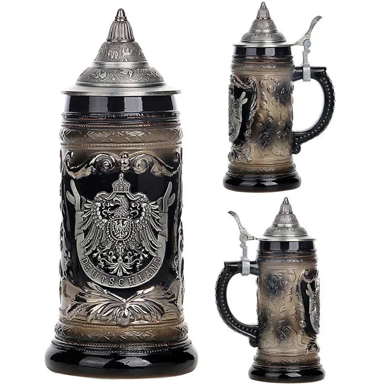 600ml Beer Mugs Big Capacity Germany Geographical Sign Classical  Beer Mug 3D & Resin Steel Stainless Tankard Cup Best Fans Gift