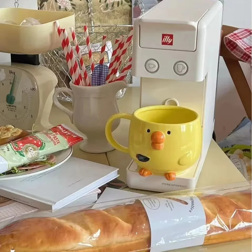 300ML Cute Mug Dudu Mouth Chicken Ceramic Mug Breakfast Juice Cup Household Milk Cup Cartoon Coffee Cup Birthday Gift 4. Cute Po