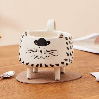 Cat Mug  with 4 legs Cat Coffee Mug for Women Girls Cute Ceramic Meow Mugs