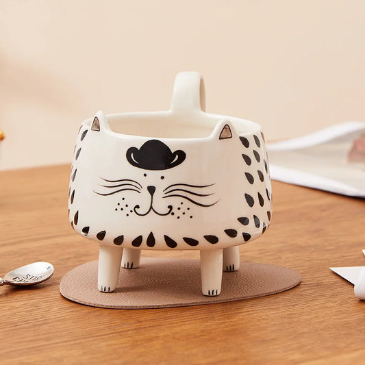 Cat Mug  with 4 legs Cat Coffee Mug for Women Girls Cute Ceramic Meow Mugs