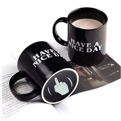 Vertical middle finger creative mug, anime and film products, funny ceramic cup, coffee cup, breakfast cup, gift for friends