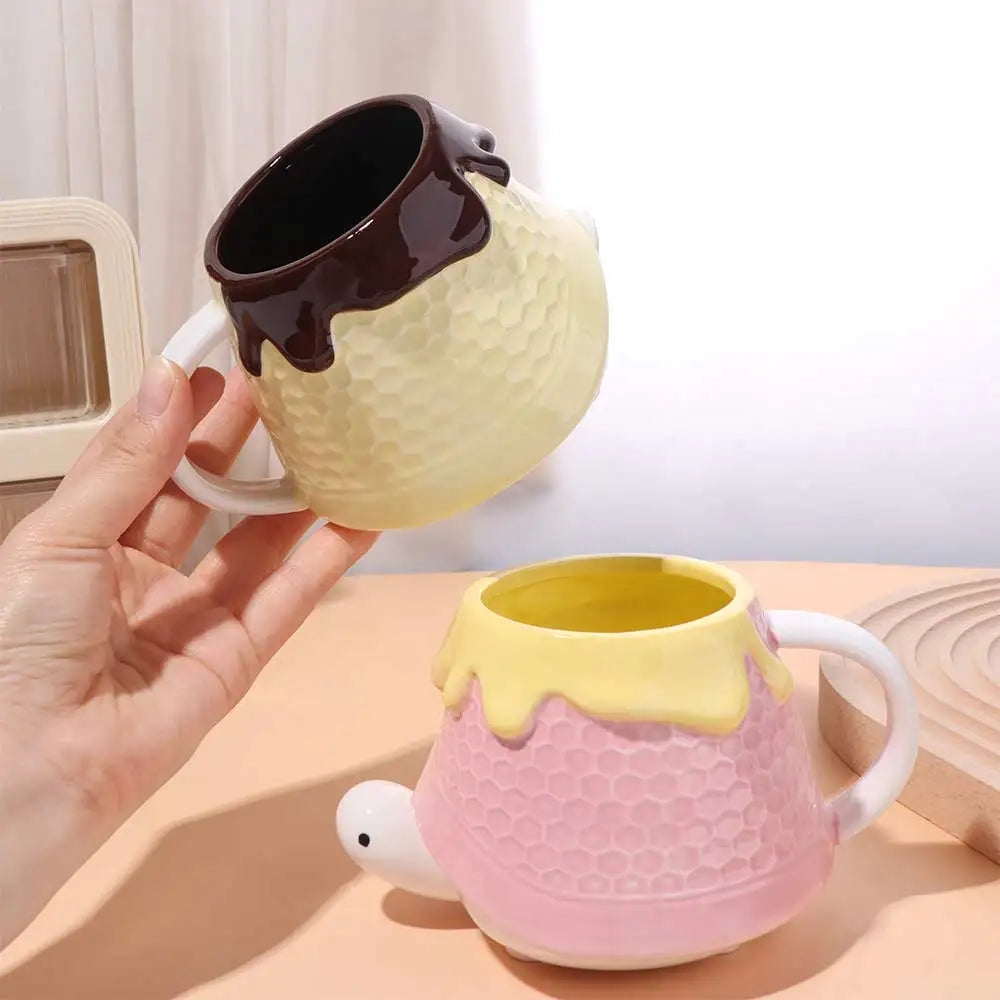 Mug Ceramic Turtle Honey Water Cup with Handle Heat-resistant Coffee Cup Cute Exquisite Tea Drinking Cup Water