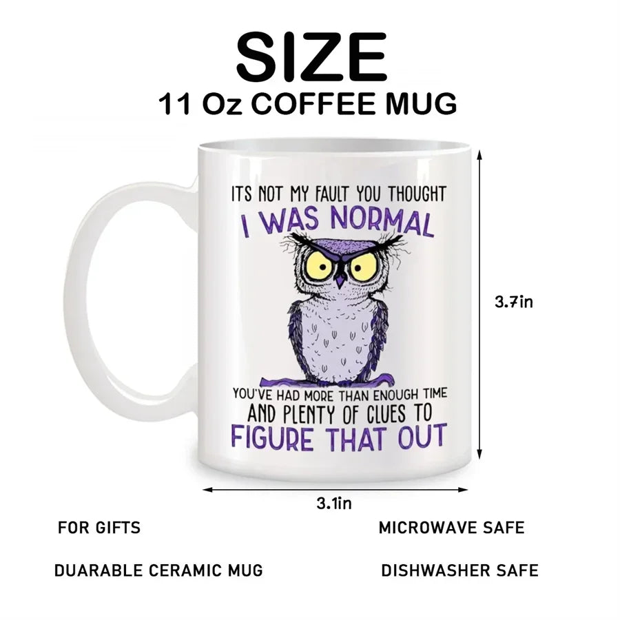Mug It's Not My Fault You Thought I Was Normal Owl Mugs For Her Mom Birthday Gifts Novelty Coffee Ceramic Tea Cups White 11 oz