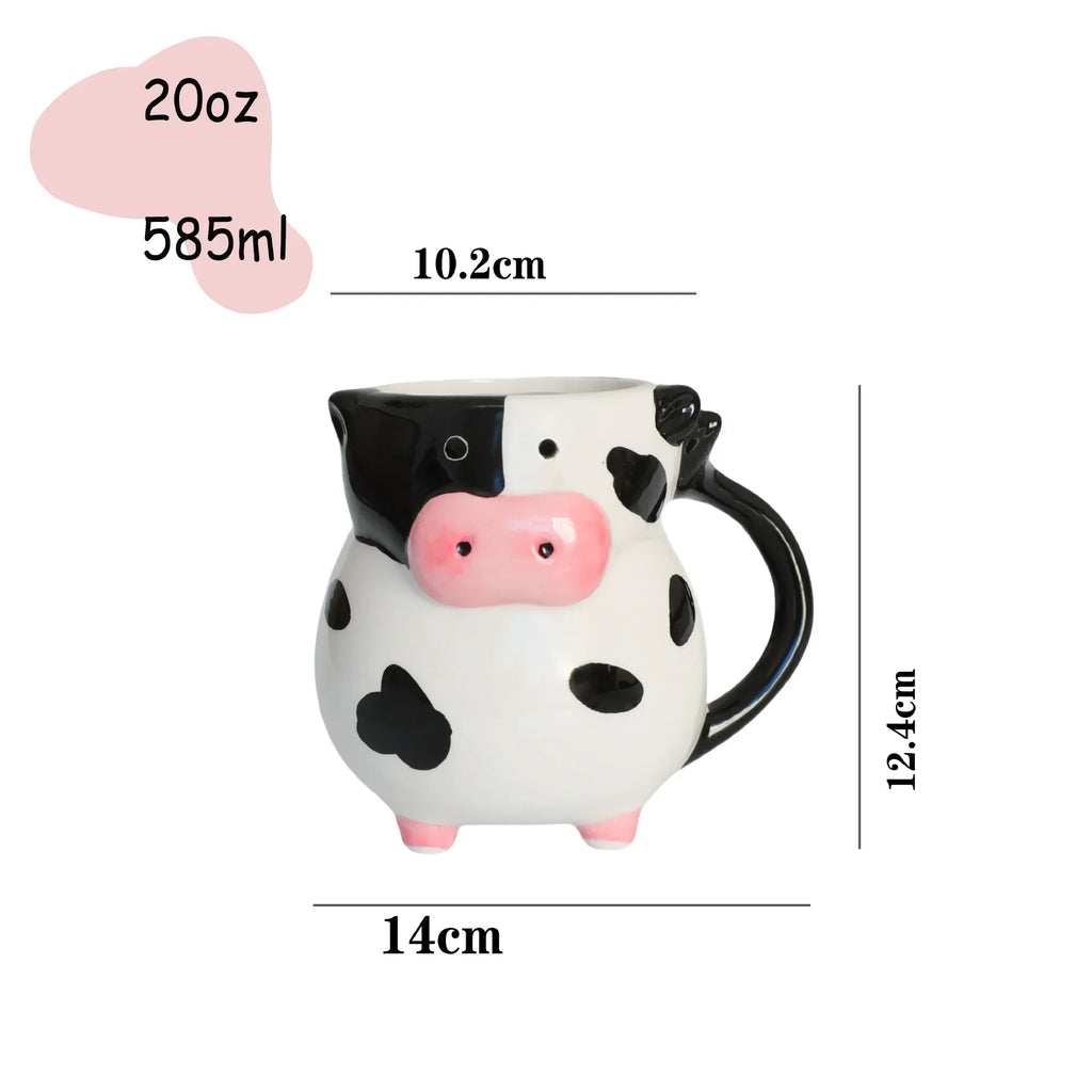 Cartoon Cow Ceramic Mug for Home Baking Dessert Cute Coffee Cup Creative Milk Mugs Breakfast Cup Juice Cup Kids Christmas Gift
