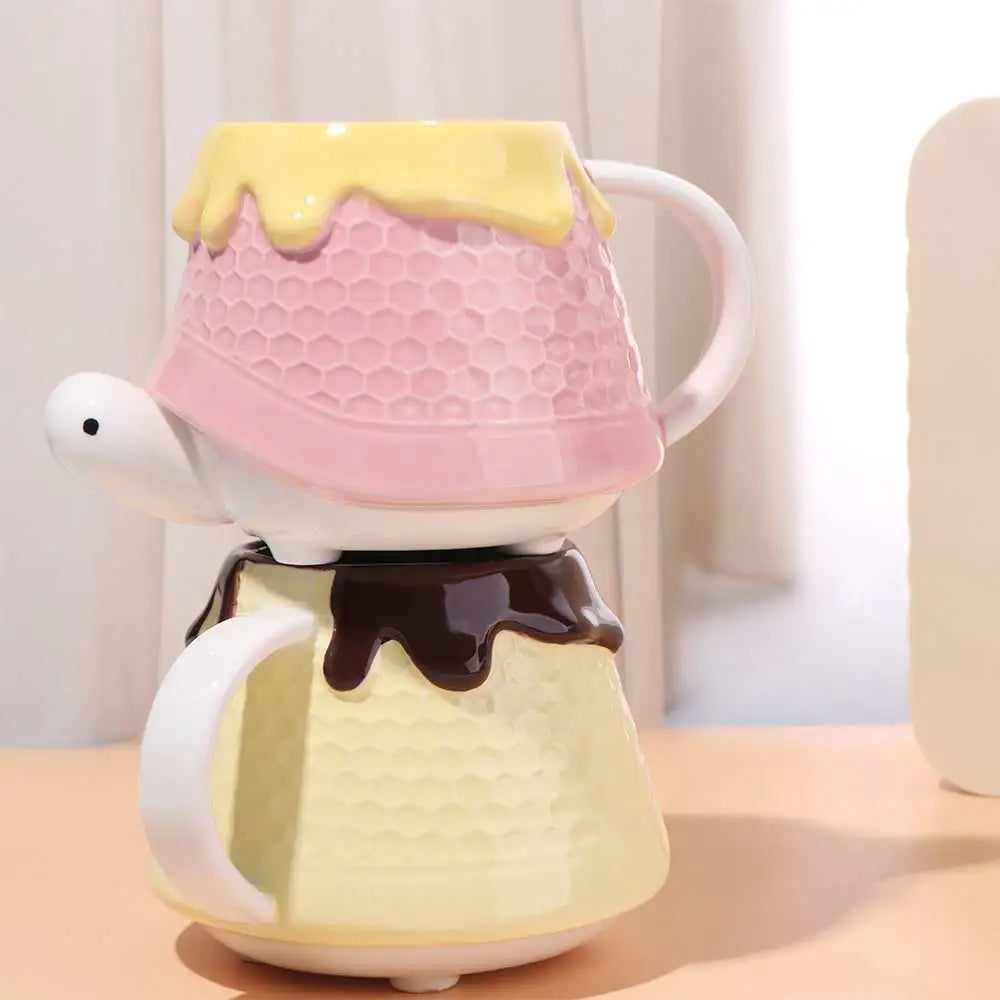 Mug Ceramic Turtle Honey Water Cup with Handle Heat-resistant Coffee Cup Cute Exquisite Tea Drinking Cup Water