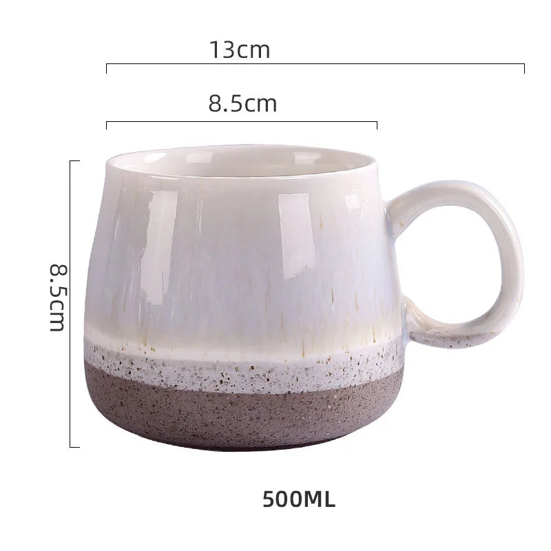 500ml New Nordic Kiln Glazed Ceramic Cup Retro Large Capacity Mugs Northern Europe Splicing Colors Style High Beauty Mug