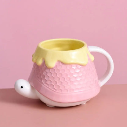Mug Ceramic Turtle Honey Water Cup with Handle Heat-resistant Coffee Cup Cute Exquisite Tea Drinking Cup Water