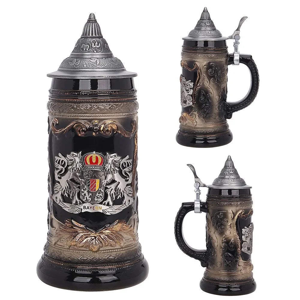 600ml Beer Mugs Big Capacity Germany Geographical Sign Classical  Beer Mug 3D & Resin Steel Stainless Tankard Cup Best Fans Gift