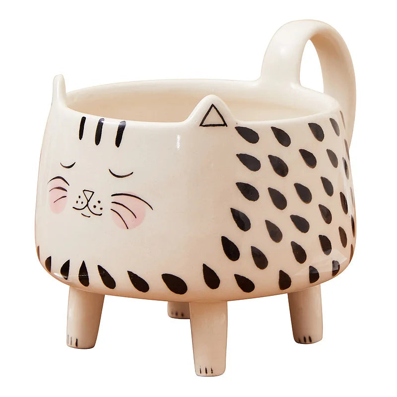 Cat Mug  with 4 legs Cat Coffee Mug for Women Girls Cute Ceramic Meow Mugs