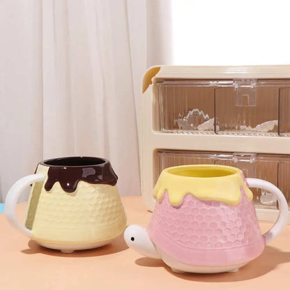 Mug Ceramic Turtle Honey Water Cup with Handle Heat-resistant Coffee Cup Cute Exquisite Tea Drinking Cup Water