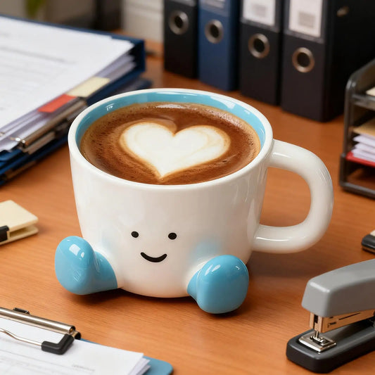 Cute Coffee Mug Adorable Home Kitchen Drinkware Ceramic Funny Coffee Cup for Latte Water Milk Hot Cocoa Cold Hot Drinks Beverage