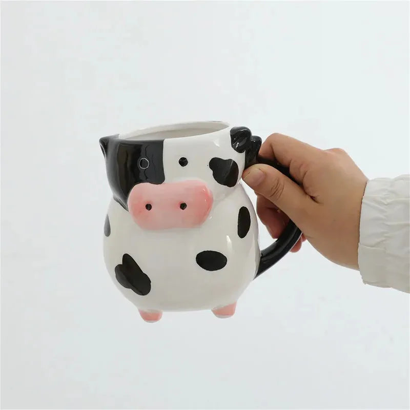 Cartoon Cow Ceramic Mug for Home Baking Dessert Cute Coffee Cup Creative Milk Mugs Breakfast Cup Juice Cup Kids Christmas Gift