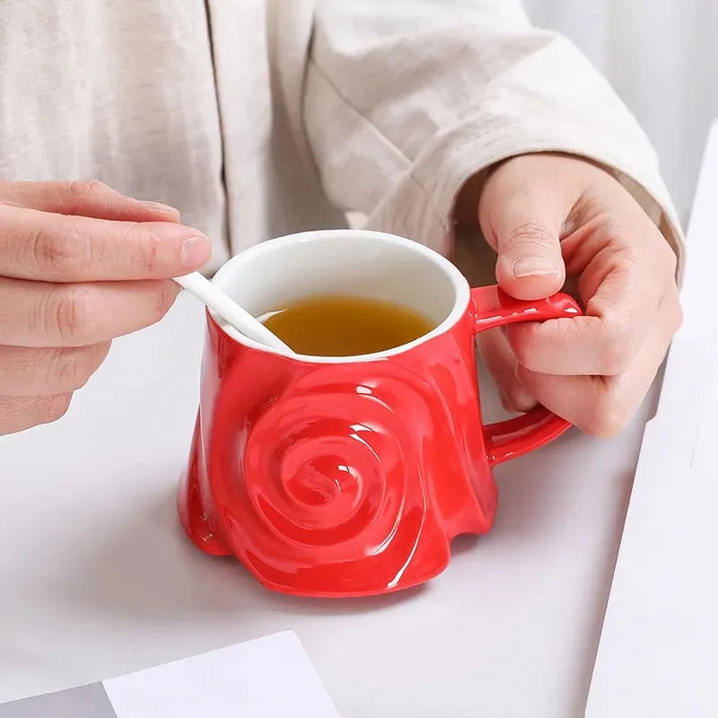 Ceramic mug with spoon milk cup household coffee cup water cup