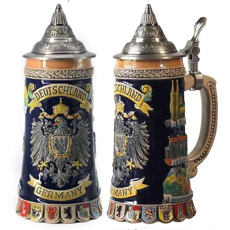 600ml Beer Mugs Big Capacity Germany Geographical Sign Classical  Beer Mug 3D & Resin Steel Stainless Tankard Cup Best Fans Gift