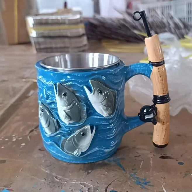Mug Resin Liner Multi-function Coffee Drinking Mug Fisherman's Dream Send Friends Creative Fun Fishing Resin Mug