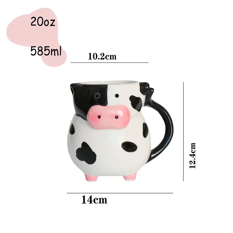 Cartoon Cow Ceramic Mug for Home Baking Dessert Cute Coffee Cup Creative Milk Mugs Breakfast Cup Juice Cup Kids Christmas Gift