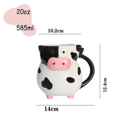 Cartoon Cow Ceramic Mug for Home Baking Dessert Cute Coffee Cup Creative Milk Mugs Breakfast Cup Juice Cup Kids Christmas Gift