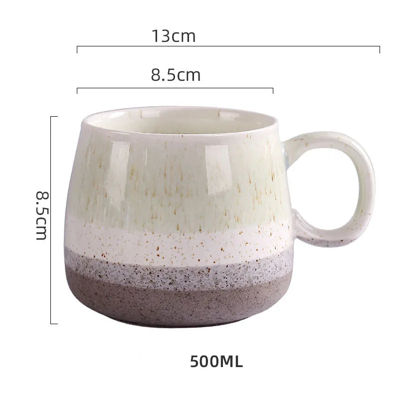 500ml New Nordic Kiln Glazed Ceramic Cup Retro Large Capacity Mugs Northern Europe Splicing Colors Style High Beauty Mug