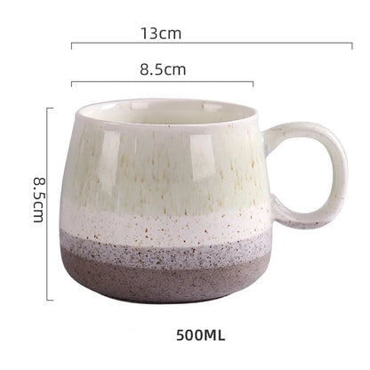500ml New Nordic Kiln Glazed Ceramic Cup Retro Large Capacity Mugs Northern Europe Splicing Colors Style High Beauty Mug