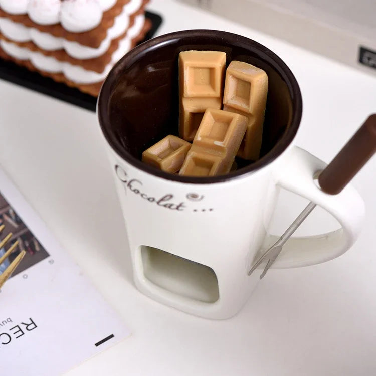 Fondue Pots Fondue Mug Set Personal Mini Chocolate Cheese Ice Cream Fondue Maker Kit Individual Butter Melter Cup Small Warmer