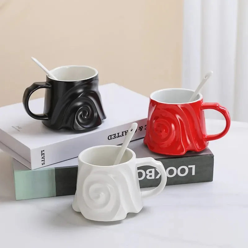 Ceramic mug with spoon milk cup household coffee cup water cup