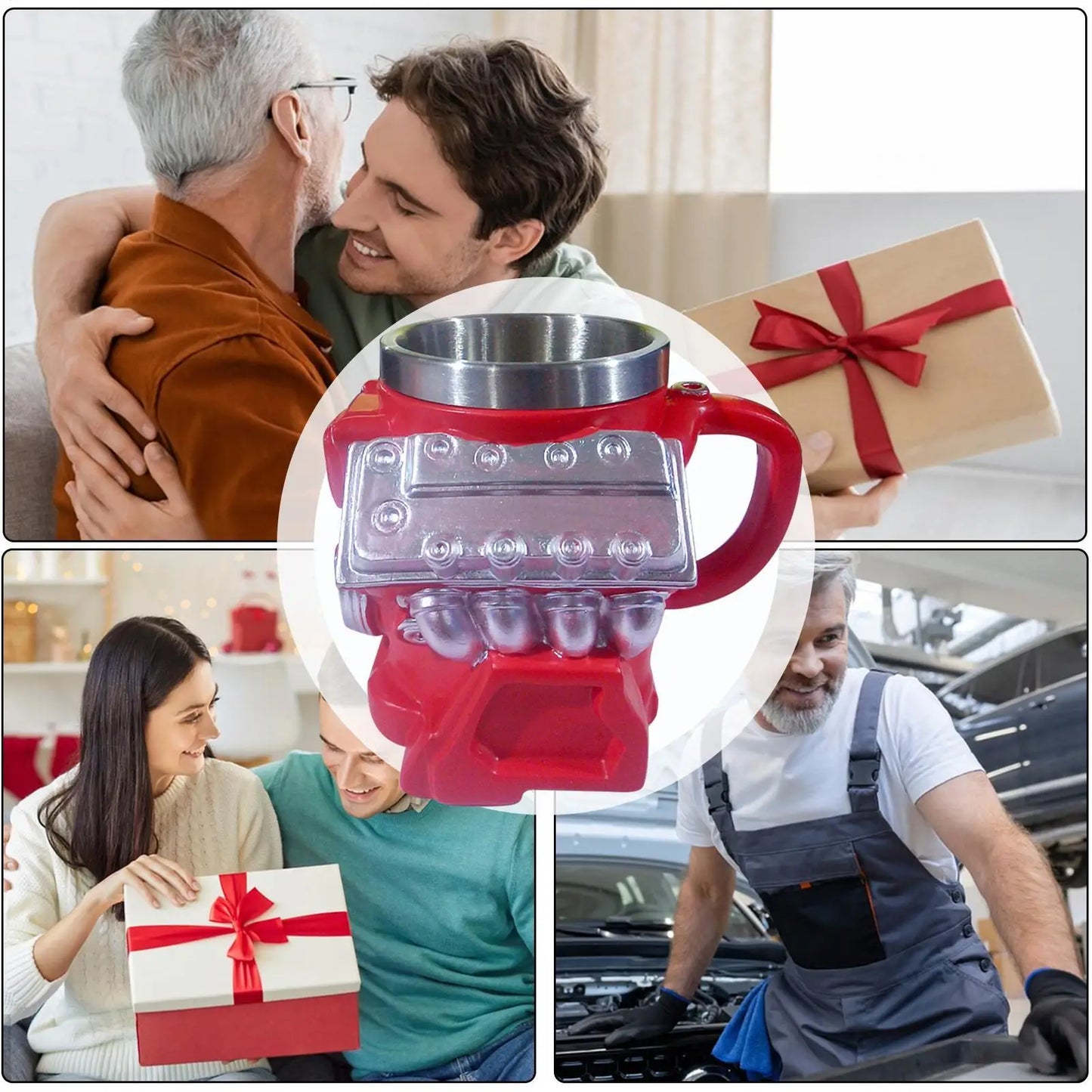 V8 Engine Mug Cup Vintage Mug Milk Cup for Adult Men Car Enthusiasts Lover Mechanics Kitchen Office Travel Coffee Water Birthday